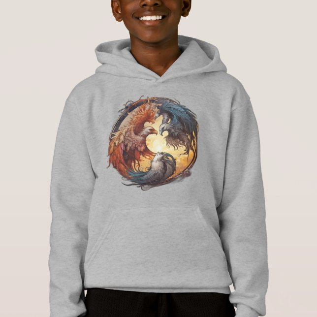 Yin Yang Phoenix - Reborn through Balance T Shirt (Framsida)