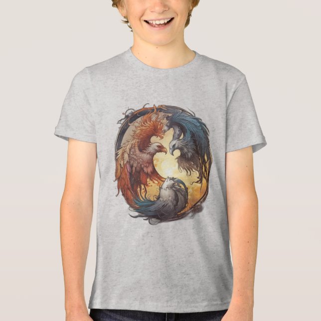 Yin Yang Phoenix - Reborn through Balance T Shirt (Framsida)