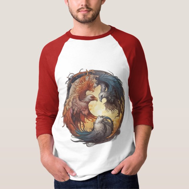 Yin Yang Phoenix - Reborn through Balance T Shirt (Framsida)