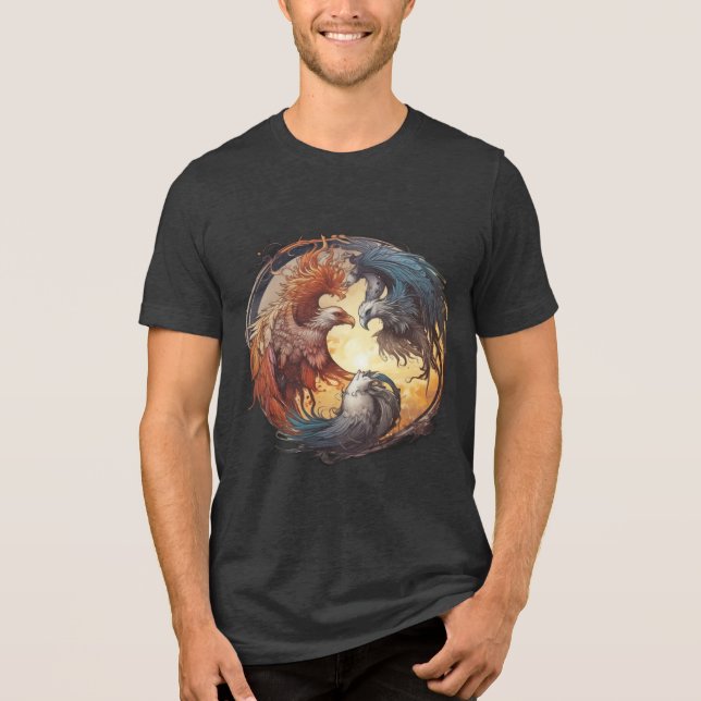 Yin Yang Phoenix - Reborn through Balance T Shirt (Framsida)