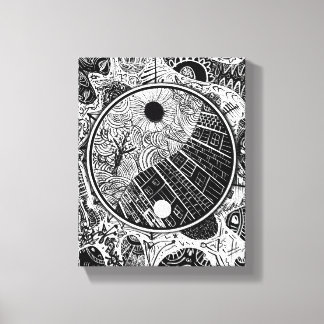 Yin Yang Phrame Cirkulär Linjedekor Canvastryck