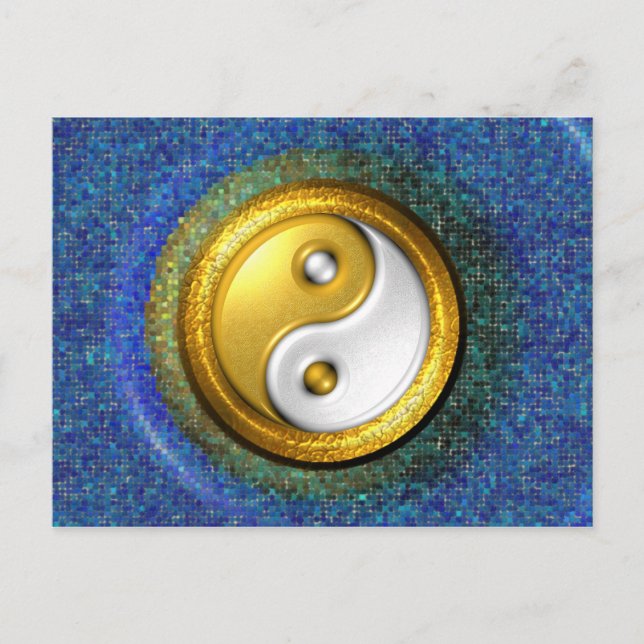 Yin-Yang Postcard, Golden Ring och Blue mosaic Vykort (Framsida)