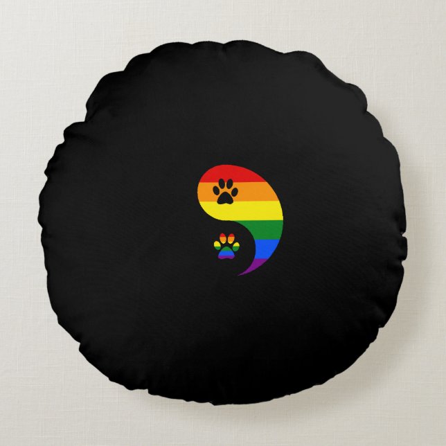 Yin-yang Pride Rund Kudde (Framsidan)