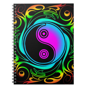 Yin Yang Psychedelic Rainbow Tattoo Anteckningsbok