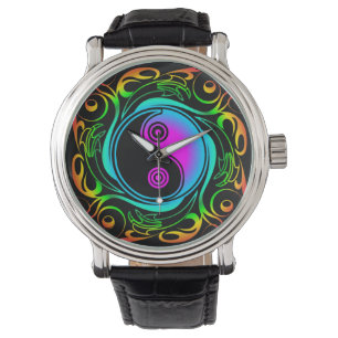 Yin Yang Psychedelic Rainbow Tattoo Armbandsur