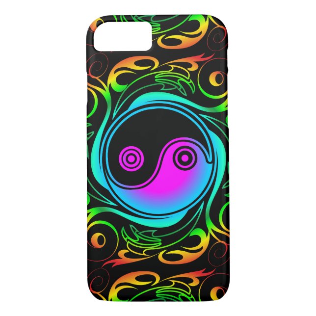 Yin Yang Psychedelic Rainbow Tattoo Case-Mate iPhone Skal (Baksida)