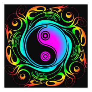 Yin Yang Psychedelic Rainbow Tattoo Fototryck