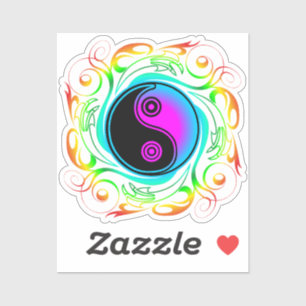 Yin Yang Psychedelic Rainbow Tattoo Klistermärken