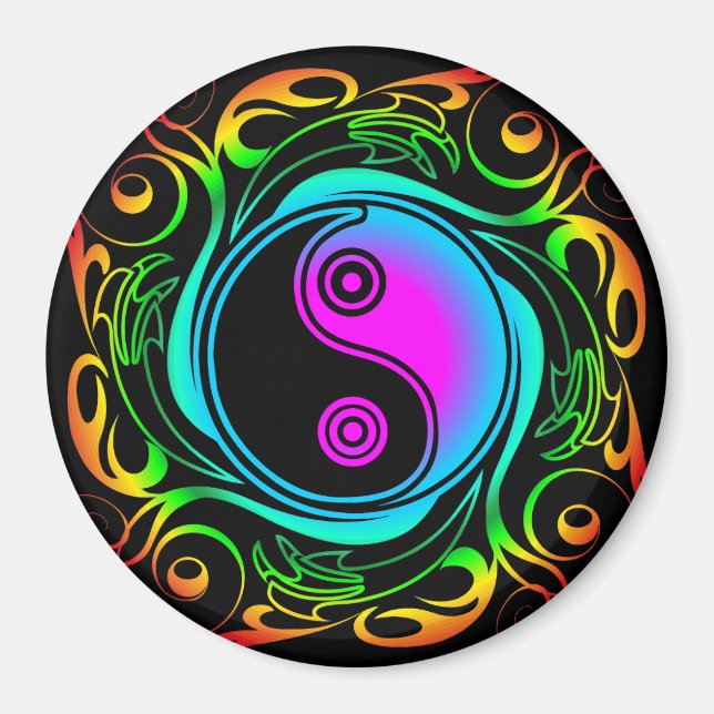 Yin Yang Psychedelic Rainbow Tattoo Magnet (Framsidan)