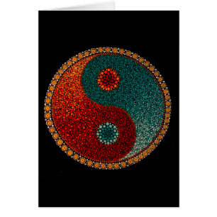 Yin Yang räcker den målade mandalaen Hälsningskort