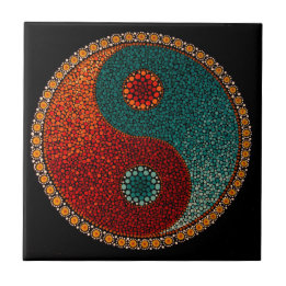 Yin Yang räcker den målade mandalaen Kakelplatta
