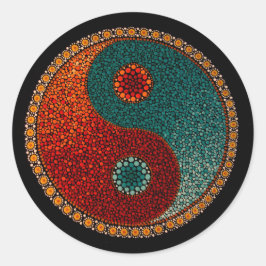 Yin Yang räcker den målade mandalaen Runt Klistermärke