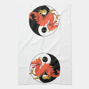 Yin-yang Red Dragon Kökshandduk