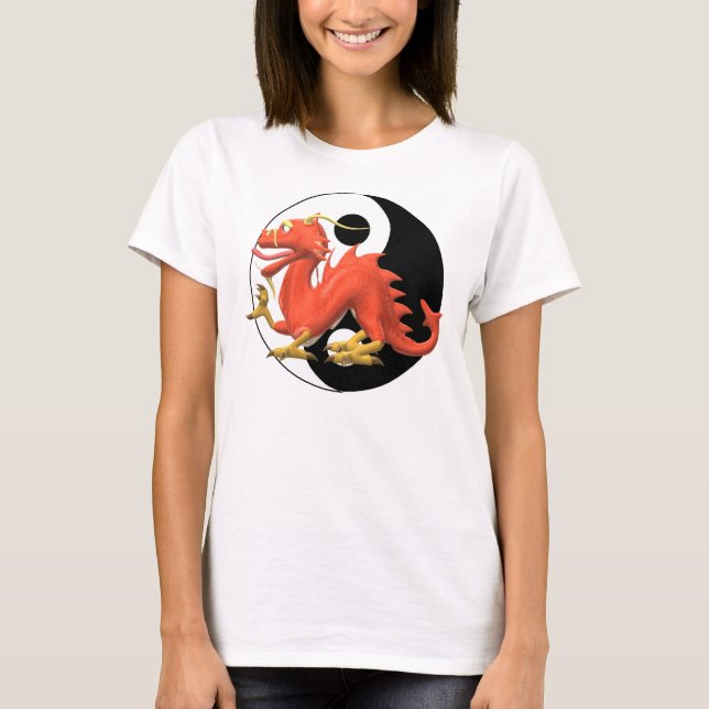 Yin-yang Red Dragon Tee Shirt (Framsida)