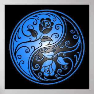 Yin Yang Ro, blå och svart Poster
