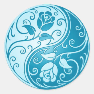 Yin Yang ro, blått Runt Klistermärke