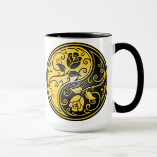 Yin Yang ro, gult och svart Mugg