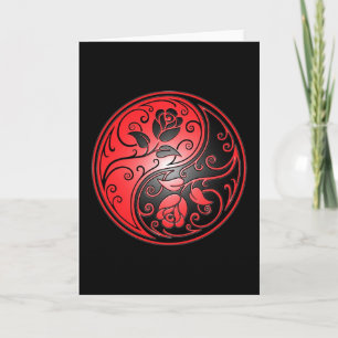 Yin Yang ro, rött och svart Kort