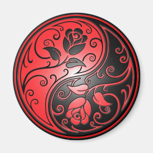 Yin Yang ro, rött och svart Magnet