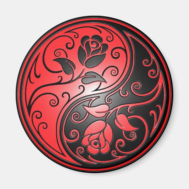 Yin Yang Ro, rött och svart Magnet (Framsidan)