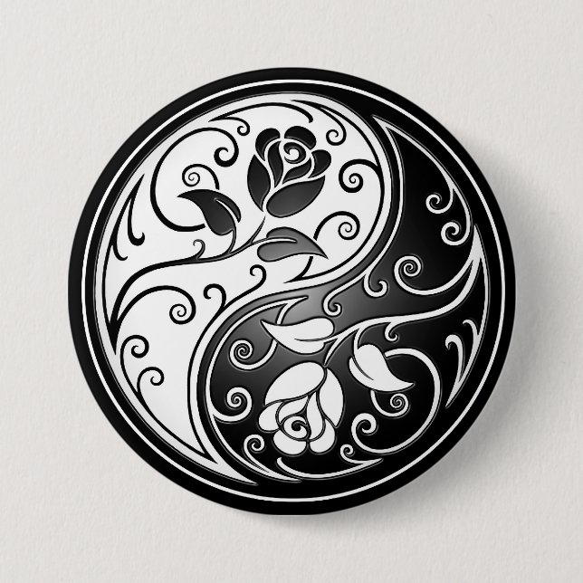 Yin Yang ro, svart Knapp (Framsida)