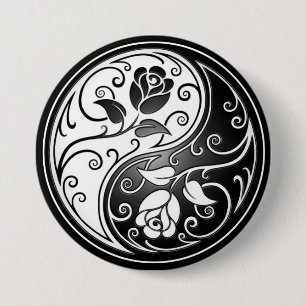 Yin Yang ro, svart Knapp