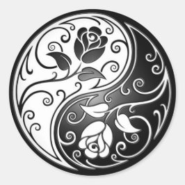 Yin Yang Ro, svart Runt Klistermärke