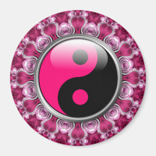 Yin Yang Rosa Hjärtan Magnet