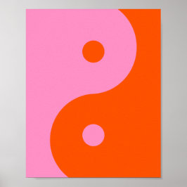 Yin Yang Rosa och Orange Poster
