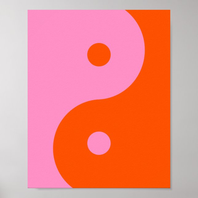 Yin Yang Rosa och Orange Poster (Framsidan)