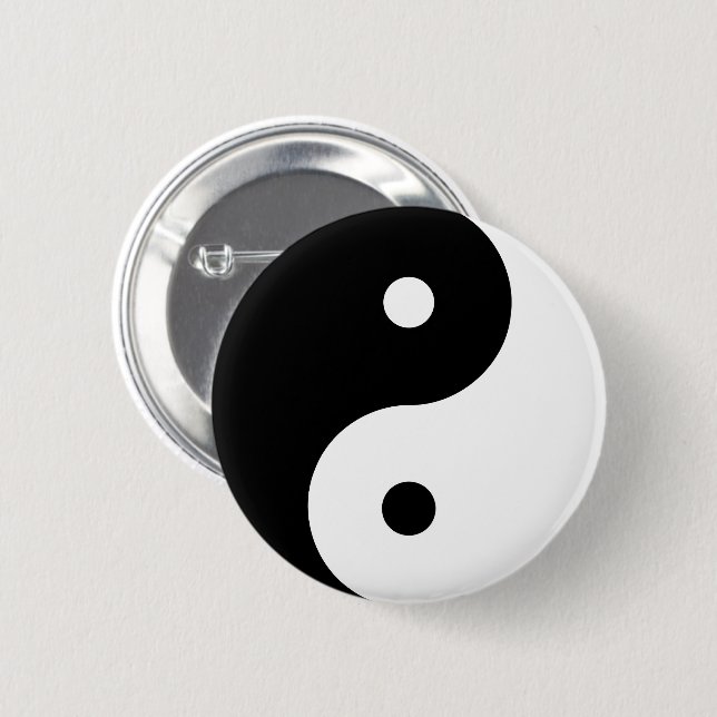 Yin Yang Rund Symbol Svart Vitt Dansande Former Knapp (Framsida & baksida)