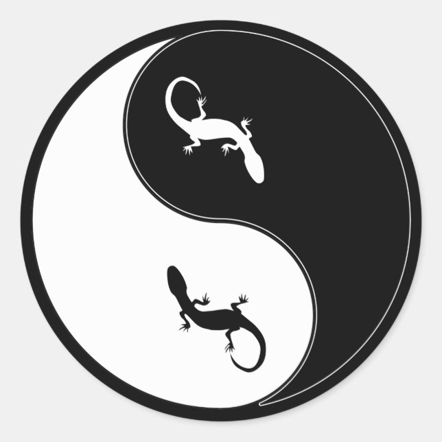 Yin Yang Salamander Runt Klistermärke (Framsida)