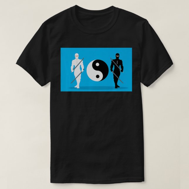 Yin Yang Samurai Ninja Blue Background Underbar Gi T Shirt (Design framsida)