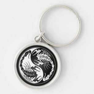 Yin Yang Scorpions Rund Silverfärgad Nyckelring