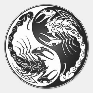 Yin Yang Scorpions Runt Klistermärke