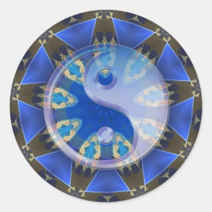 Yin Yang Serpent Circle Mandala Sticker Runt Klistermärke