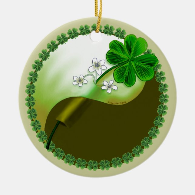 Yin Yang Shamrock Julgransprydnad Keramik (Framsidan)