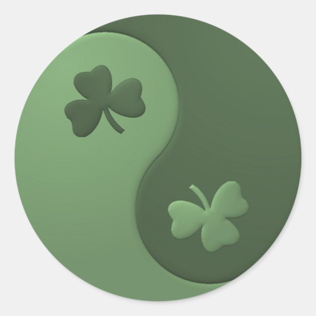Yin Yang Shamrocks Runt Klistermärke (Framsida)