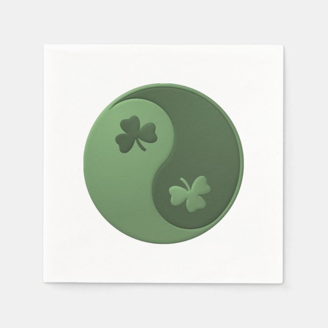 Yin Yang Shamrocks St. Patrick's Day Pappersservett (Framsidan)