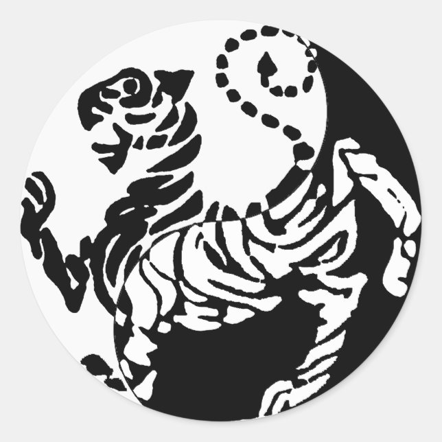 YIN YANG SHOTOKAN TIGER RUNT KLISTERMÄRKE (Framsida)