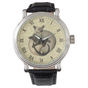 Yin Yang Siamese kattklocka Armbandsur