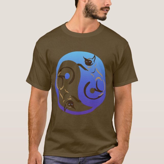 Yin Yang Siamese kattT-tröja Tee (Framsida)