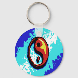 Yin Yang Sign Red och Blue Artistic Nyckelring