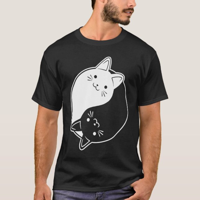 Yin Yang Sign Symbol Cat Cat Cat Cat T Shirt (Framsida)