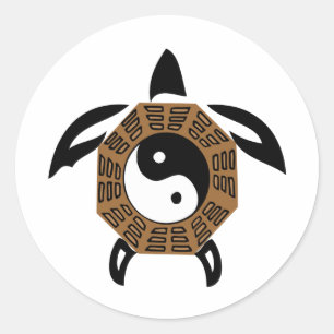 yin-yang-sköldpadda runt klistermärke