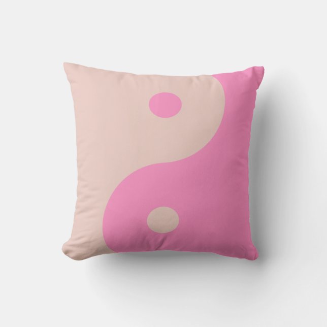 Yin Yang Skriv ut persikor och Rosa Preppy Minimal Kudde (Framsida)