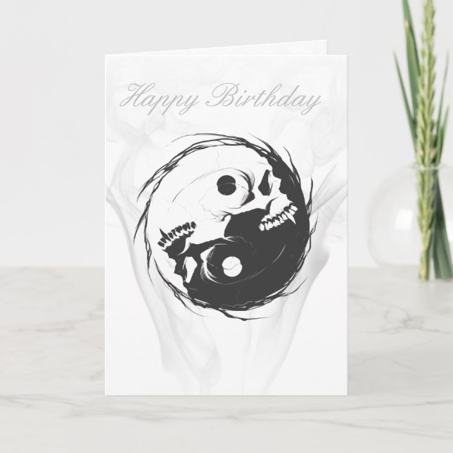 Yin-Yang - Skullfödelsedagskort Tack Kort (Framsida)