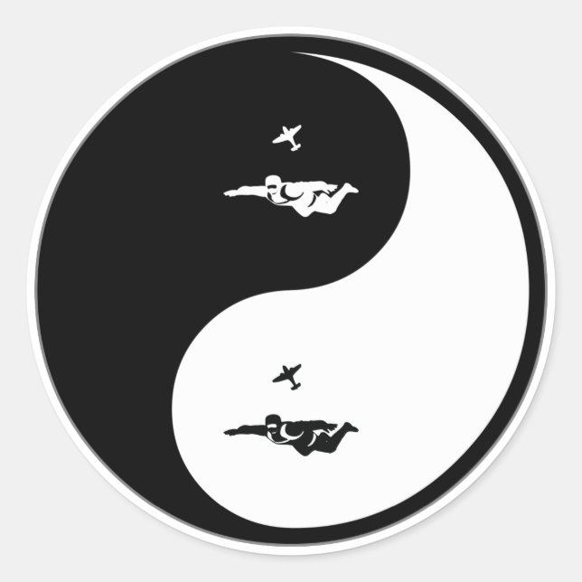 Yin Yang Skydiving Runt Klistermärke (Framsida)