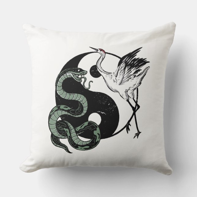 Yin yang Snake and Crane Symbol Kudde (Framsida)