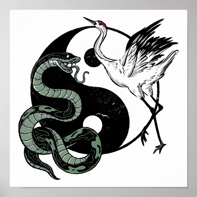 Yin yang Snake and Crane Symbol Poster (Framsidan)